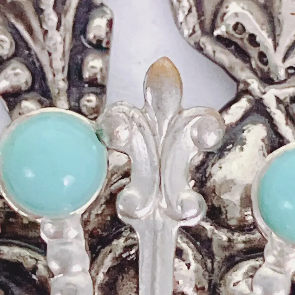 VTG Medallion Pendant Necklace Turquoise Style Cab Boho Southwestern Silver Tone